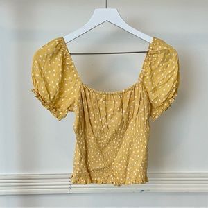 Abercrombie Yellow polka dot top Size S